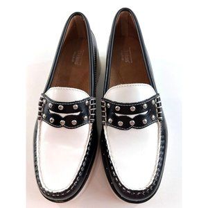 G. H. Bass Weejuns Whitney 90's Stud Black White Leather Lug Sole Size 6.5M